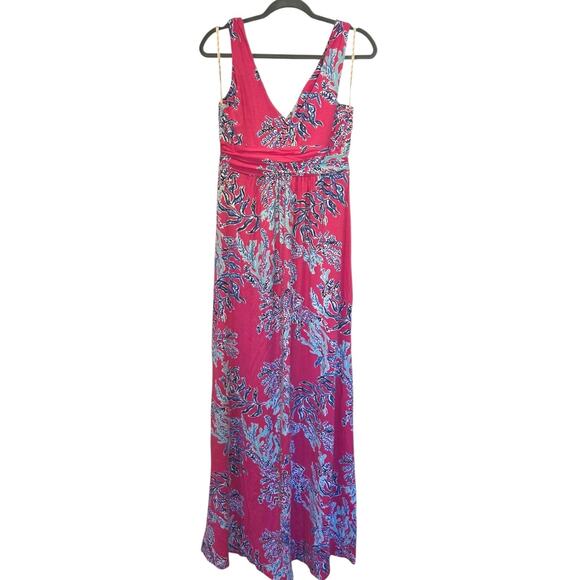 Lilly Pulitzer Sloane Maxi Dress Capri Pink Samba Tropical Beachy Boho | L EUC - Picture 3 of 10